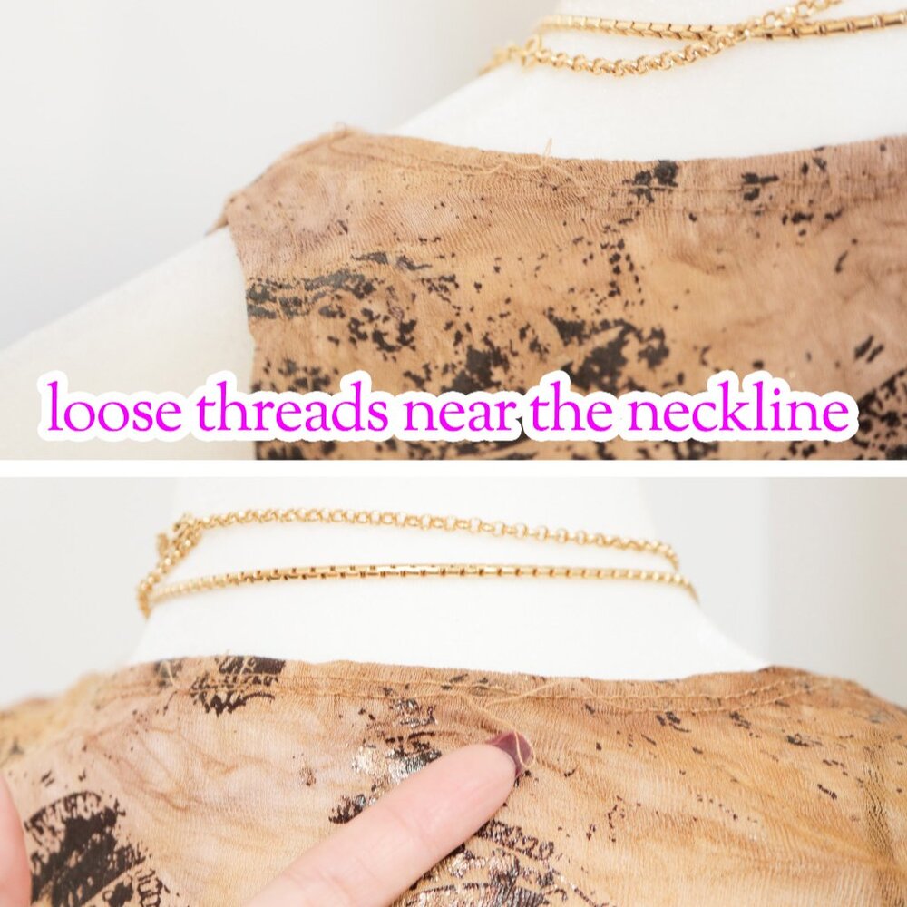 Beige Distressed Look Cowl Neck Top 🕰️ SUZY SHIER - Picture 4 of 7